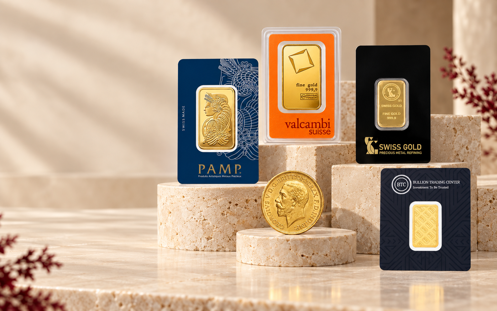 PAMP, Swiss Gold, Valcambi and BTC certified gold products available in the UAE