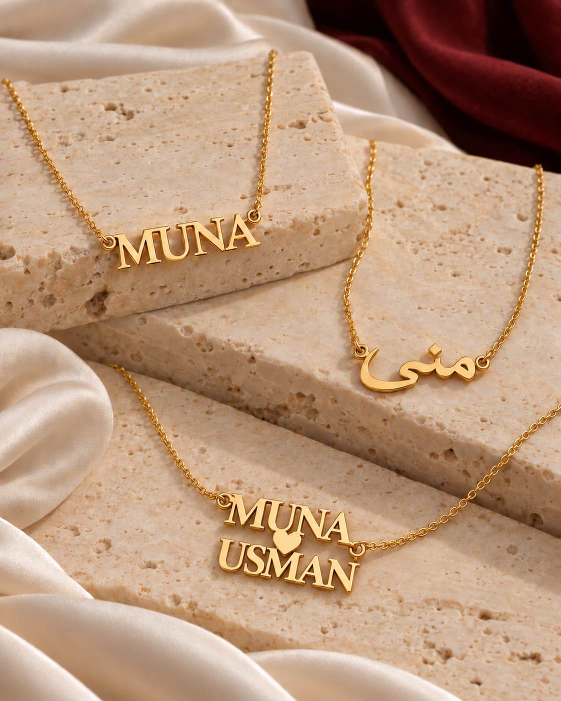 Personalised gold name pendant and chain