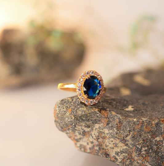 21k Blue Zircon Stone Ring