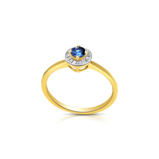 Diamond Ring with Blue Sapphire With Certification