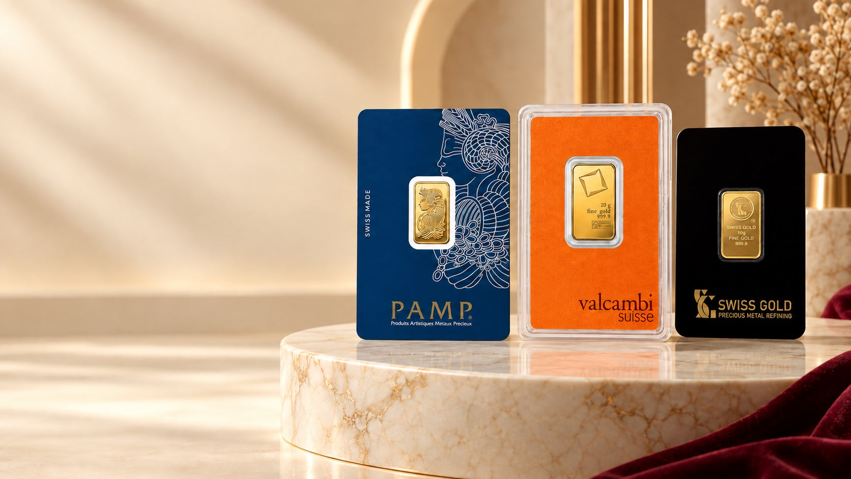 PAMP Suisse, Valcambi Suisse and Swiss Gold bars available from Muna Jewellery